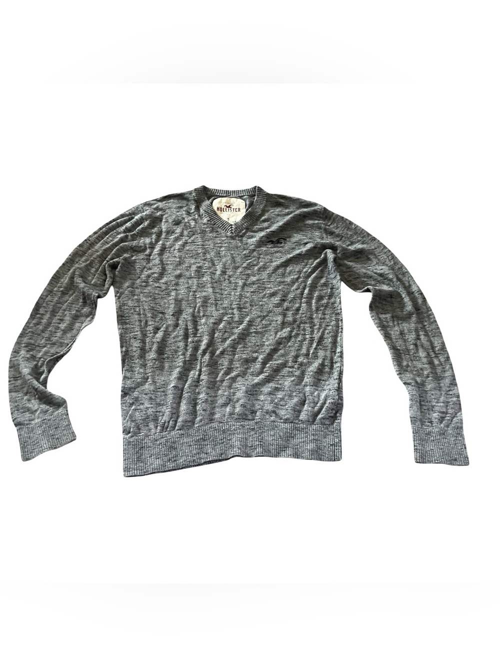 Hollister Men's Gray V-Neck Sweater Small